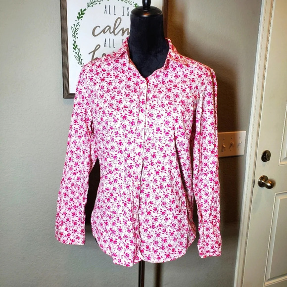 Gap Women's Size Small Pink Floral Buttondown Top - Picture 1 of 15